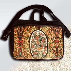 A tablet bag adorned with a delightful combination of tiles and flowers, adding a touch of charm to your on-the-go style.