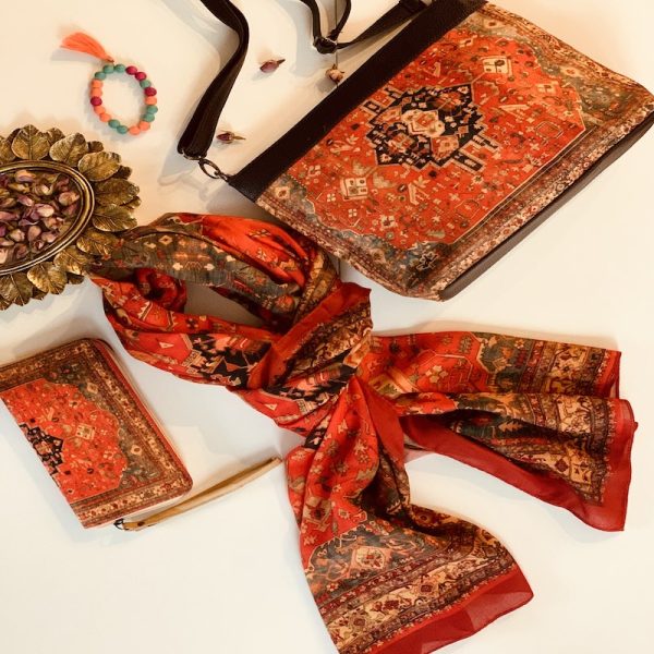 Toranj Shawl Shoulder Bag Envelope Wallet Set featuring intricate Persian design.